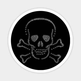 Skull and Crossbones White on black Magnet